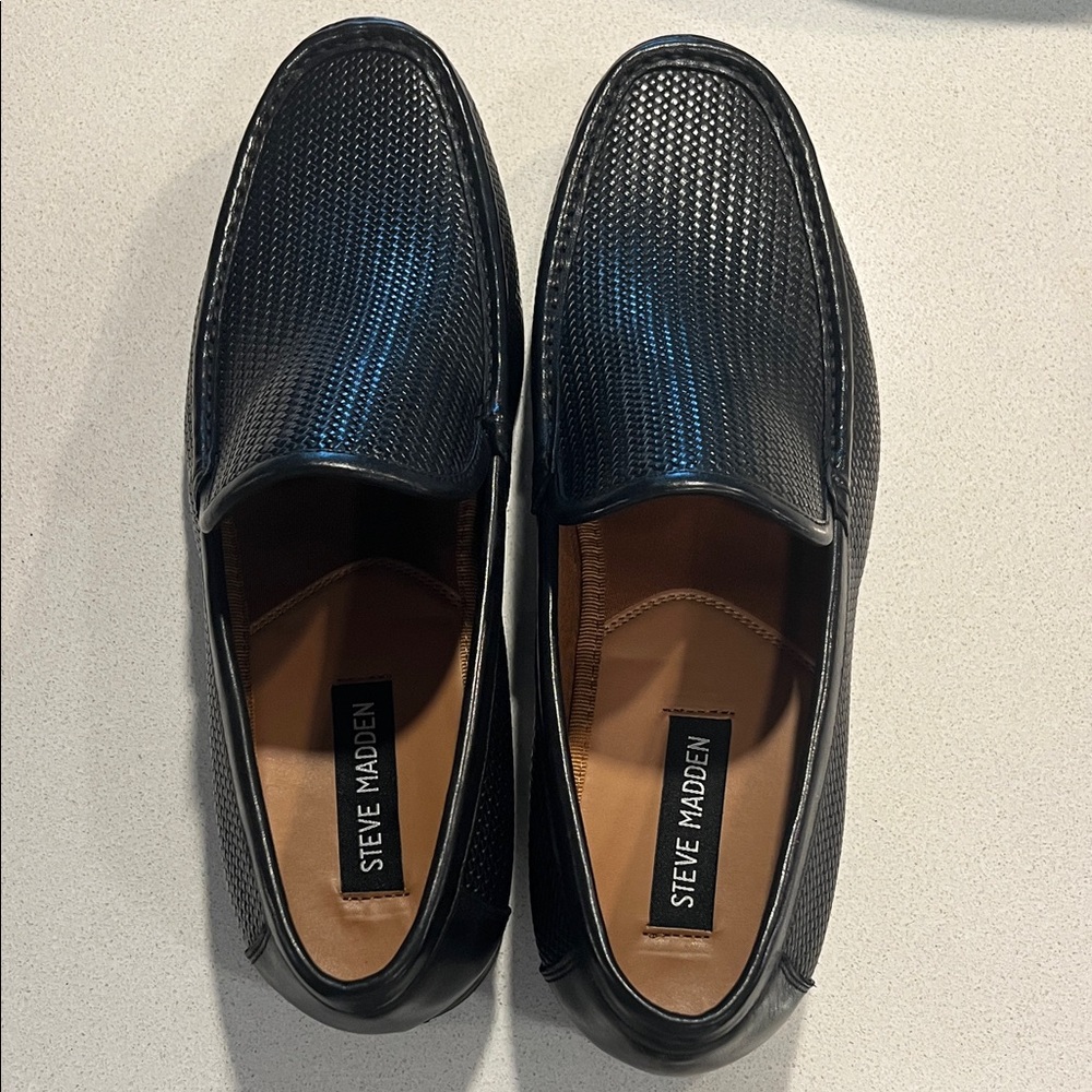 Steve Madden Textured Black Men's Slip-Ons